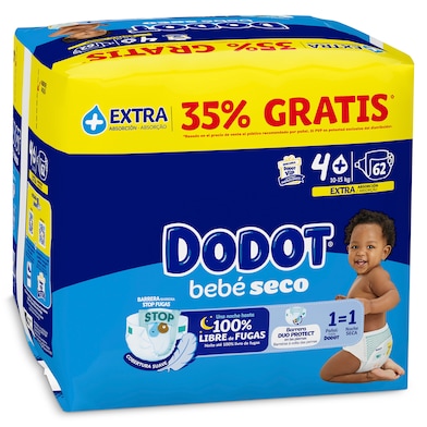 Pañales 10-15 kg talla 4 Dodot 62 unidades-0 Pañales 10-15 kg talla 4 Dodot 62 unidades-0