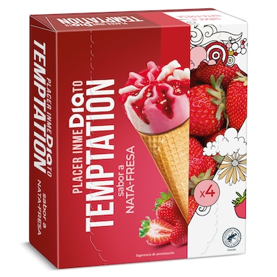 Conos de nata y fresa Dia Temptation 4 x 68 g-0