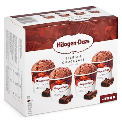 Mini tarrinas Haagen Dazs chocolate belga 4 unidades Haagen Dazs 326 g-0