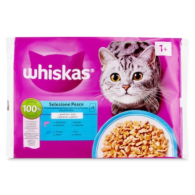 Alimento para gatos en salsa con pescado Whiskas 4 x 85 g-0 Alimento para gatos en salsa con pescado Whiskas 4 x 85 g-0