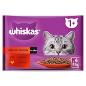 Alimento para gatos en salsa con pollo y buey Whiskas 4 x 85 g