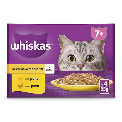 Alimento para gatos en salsa con pollo y pavo Whiskas 4 x 85 g-0 Alimento para gatos en salsa con pollo y pavo Whiskas 4 x 85 g-0
