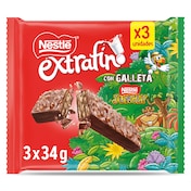 Barritas de chocolate y galleta Nestlé Jungly 102 g