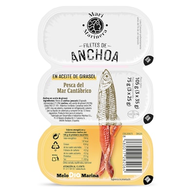 Filetes de anchoa en aceite de girasol Dia Mari Marinera 3 x 25 g-0