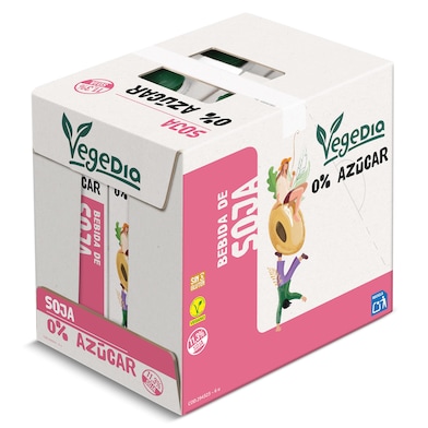 Bebida de soja 0% azúcares Dia Vegedia pack 6 x 1 L-0 Bebida de soja 0% azúcares Dia Vegedia pack 6 x 1 L-0