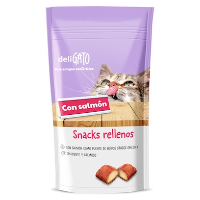 Snacks para gatos rellenos con salmón Dia Deligato 60 g-0