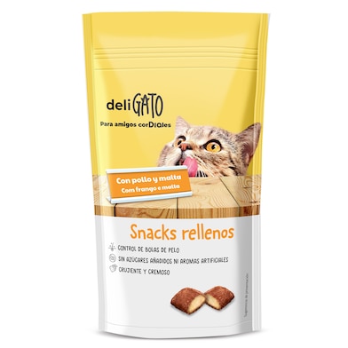 Snack para gatos rellenos con pollo y malta Dia Deligato 60 g-0