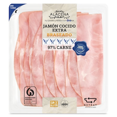 Jamón cocido braseado 97% Dia Nuestra Alacena 150 g-0