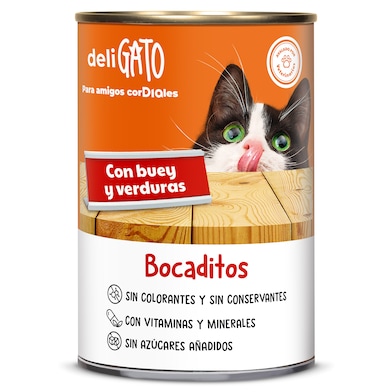 Alimento para gatos bocaditos con buey y verduras Dia Deligato 400 g-0 Alimento para gatos bocaditos con buey y verduras Dia Deligato 400 g-0