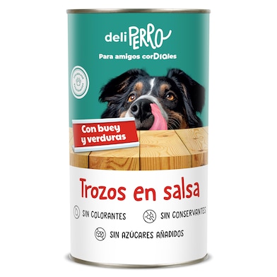 Alimento para perros trozos en salsa con buey y verduras Dia Deliperro 1.25 Kg-0
