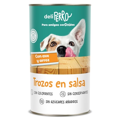Alimento para perros trozos en salsa con ave y arroz Dia Deliperro 1.25 Kg-0
