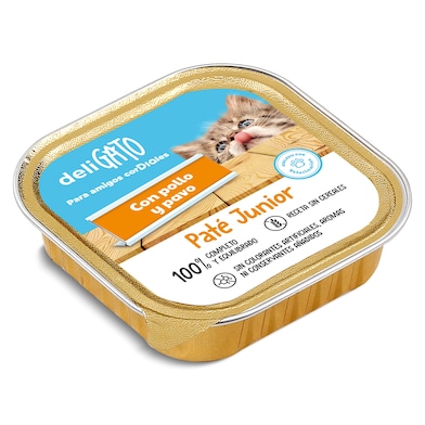 Paté para gato junior con pollo y pavo Dia Deligato 100 g-0