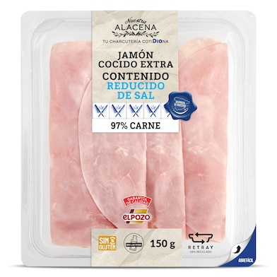 Jamón cocido 97% reducido en sal Dia Nuestra Alacena 150 g-0