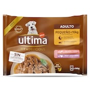 Alimento húmedo para perros mix salmón y pavo Ultima 4 x 100 g
