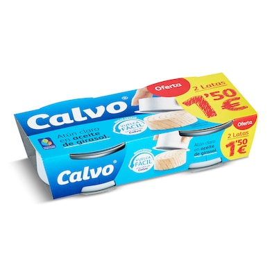 Atún claro en aceite de girasol Calvo 2 x 52 g-0