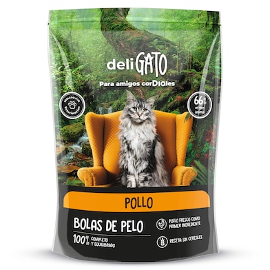 Alimento para gatos anti bolas con pollo Dia Deligato 800 g-0