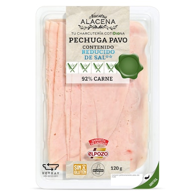 Pechuga de pavo 92% reducido de sal Dia Nuestra Alacena 120 g-0