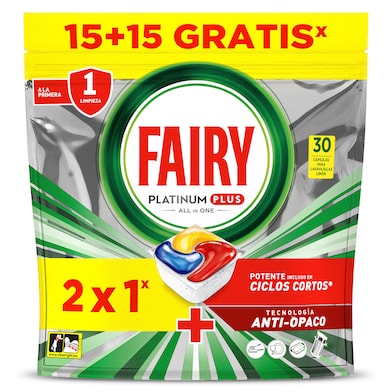 Pastillas lavavajillas platinium Fairy 30 unidades-0 Pastillas lavavajillas platinium Fairy 30 unidades-0