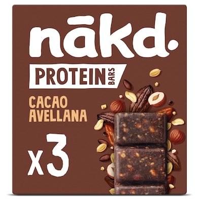 Barritas proteicas de cacao y avellana Nakd 135 g-0