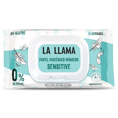 Papel higiénico húmedo sensitive Dia La Llama 15 unidades-0