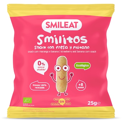 Snack infantil con fresa y plátano smilitos Smileat 25 g-0
