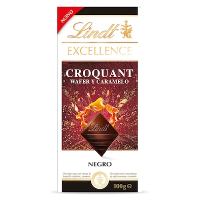Chocolate negro con barquillo y caramelo Lindt 100 g-0 Chocolate negro con barquillo y caramelo Lindt 100 g-0