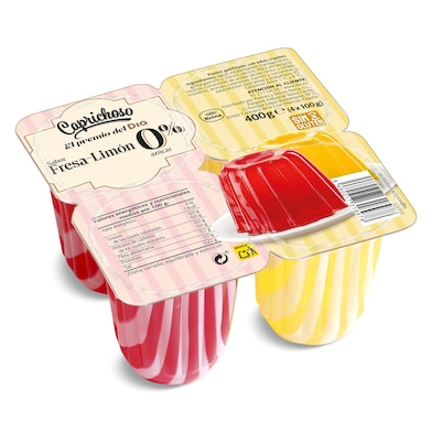 Postre gelificado sabor fresa y limón 0% Dia Caprichoso 4 x 100 g-0