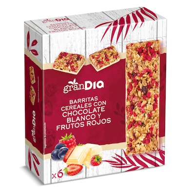 Barritas de cereales con chocolate blanco y frutos rojos Gran Dia 138 g-0