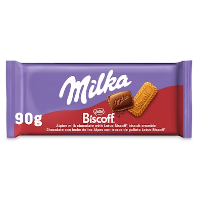 Chocolate con leche con trozos biscoff lotus Milka 90 g-0 Chocolate con leche con trozos biscoff lotus Milka 90 g-0