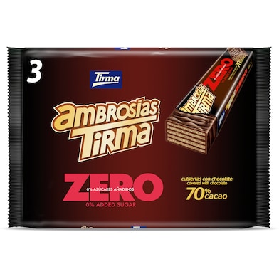 Barritas de barquillo de chocolate zero ambrosías Tirma 65 g-0 Barritas de barquillo de chocolate zero ambrosías Tirma 65 g-0