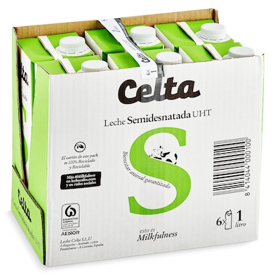 Leche semidesnatada Celta pack 6 x 1 L-0 Leche semidesnatada Celta pack 6 x 1 L-0