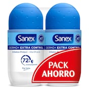 Desodorante roll-on dermo extra control pack 2 Sanex 100 ml