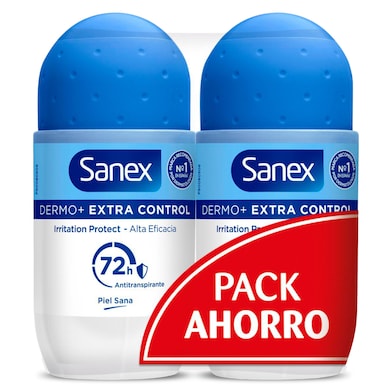 Desodorante roll-on dermo extra control pack 2 Sanex 100 ml-0
