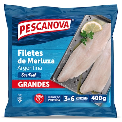 Filetes de merluza Argentina sin piel grandes Pescanova 400 g-0 Filetes de merluza Argentina sin piel grandes Pescanova 400 g-0