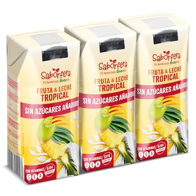 Bebida de fruta y leche tropical sin azúcar añadido Dia Saborfera 3 x 330 ml-0 Bebida de fruta y leche tropical sin azúcar añadido Dia Saborfera 3 x 330 ml-0