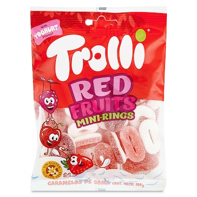 Golosinas mini aros de fresa y nata Trolli 100 g-0