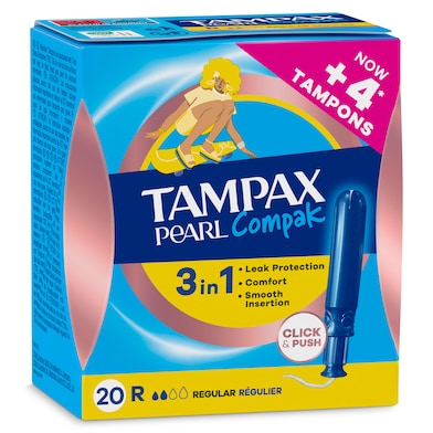 Tampax Compak Pearl regular 20 unidades-0 Tampax Compak Pearl regular 20 unidades-0