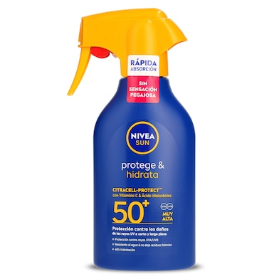 Protector solar en spray protege & hidrata SPF 50+ Nivea 250 ml-0 Protector solar en spray protege & hidrata SPF 50+ Nivea 250 ml-0