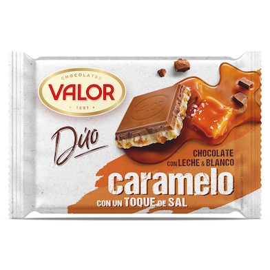 Chocolate duo con leche y blanco caramelo y sal Valor 130 g-0 Chocolate duo con leche y blanco caramelo y sal Valor 130 g-0