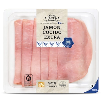 Jamón cocido extra 90% Dia Nuestra Alacena 180 g-0