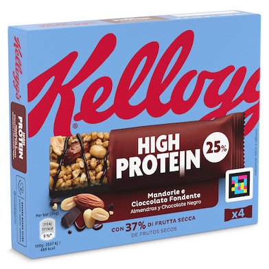 Barritas de chocolate y almendras high protein Kellogg's 140 g-0