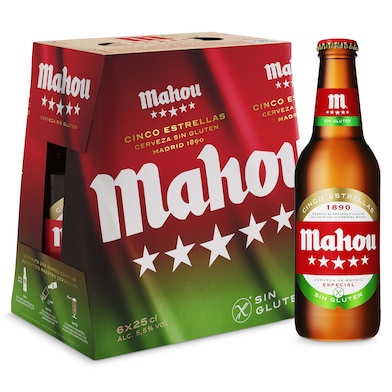 Cerveza sin gluten Mahou pack 6 x 25 cl-0 Cerveza sin gluten Mahou pack 6 x 25 cl-0