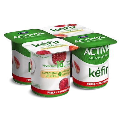 Kéfir de fresa y frambuesa Activia 4 x 125 g-0 Kéfir de fresa y frambuesa Activia 4 x 125 g-0