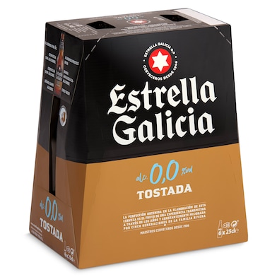 Cerveza tostada 0,0% alcohol Estrella Galicia pack 6 x 25 cl-0 Cerveza tostada 0,0% alcohol Estrella Galicia pack 6 x 25 cl-0