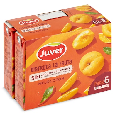 Bebida de zumo de melocotón sin azúcares añadidos Juver Disfruta pack 6 x 200 ml-0