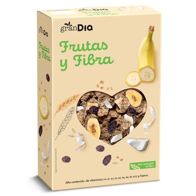 Cereales copos de trigo con fruta y fibra Gran Dia 500 g-0 Cereales copos de trigo con fruta y fibra Gran Dia 500 g-0