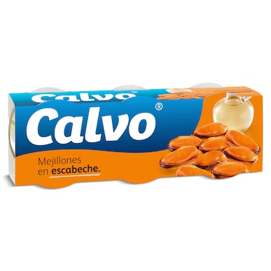 Mejillones en escabeche Calvo 3 x 40 g-0 Mejillones en escabeche Calvo 3 x 40 g-0