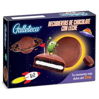 Galletas de cacao rellenas de crema bañadas con chocolate con leche Galleteca de Dia 252 g-0 Galletas de cacao rellenas de crema bañadas con chocolate con leche Galleteca de Dia 252 g-0