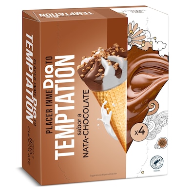 Conos de nata y chocolate Dia Temptation 4 x 68 g-0 Conos de nata y chocolate Dia Temptation 4 x 68 g-0