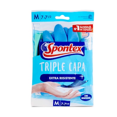 Guantes reutilizables triple capa talla M Spontex 2 unidades-0 Guantes reutilizables triple capa talla M Spontex 2 unidades-0